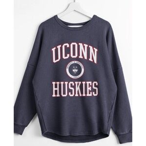 UCONN Huskies Navy Crewneck Corded Sweatshirt